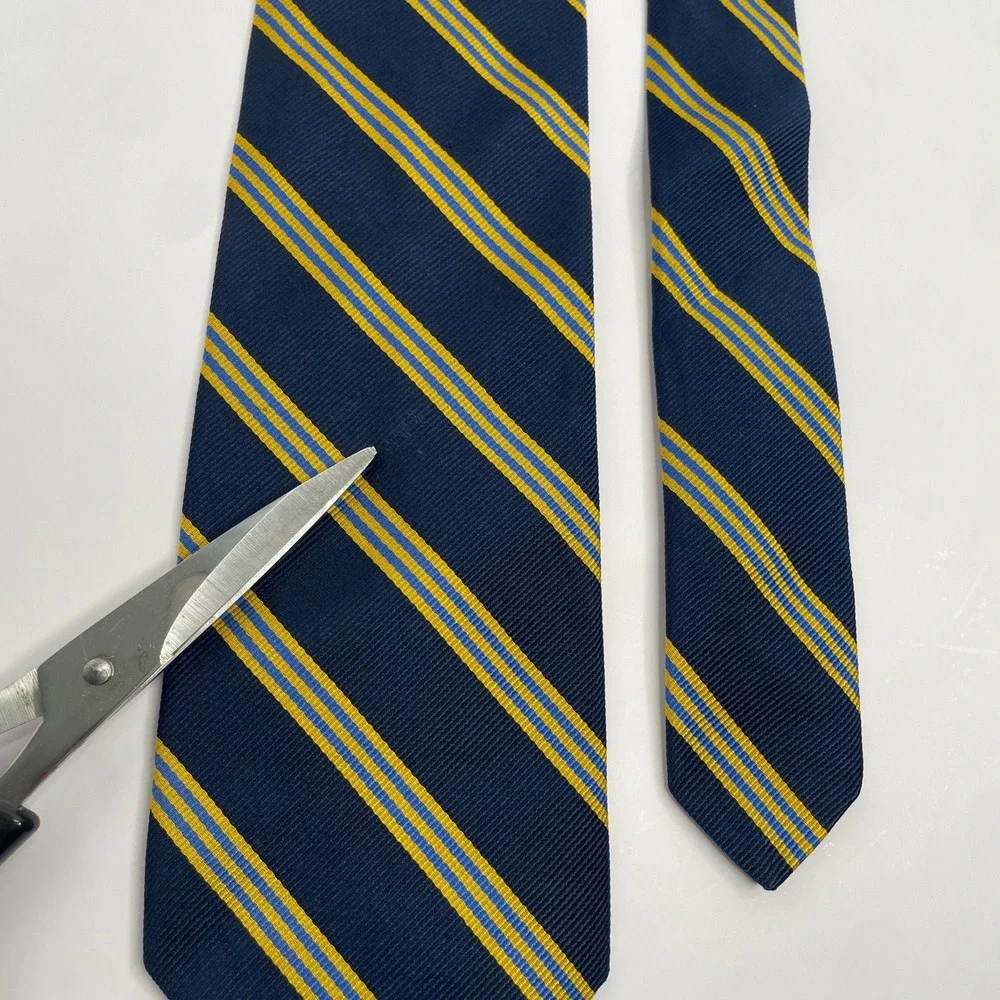 Brooks Brothers‎ 246 Silk Tie Blue Yellow Stripe Classic 3.25